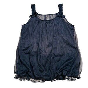 VTG Texsheen Lingerie Medium Babydoll Nightie Black Chiffon Bows